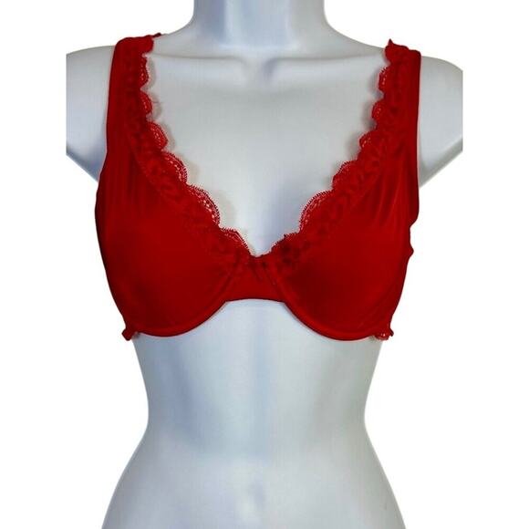 Aerie Happy Lace Trim Bra, Red, 36D - Picture 1 of 5
